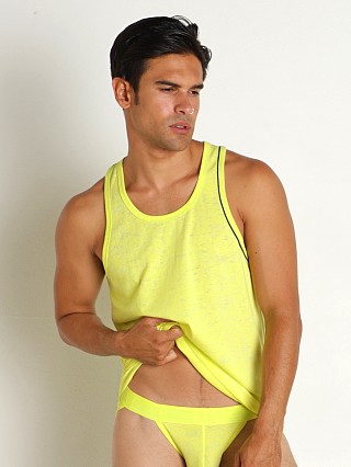 Model in yash yellow heather C-IN2 Hand Me Down Relaxed Tank Top