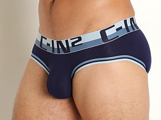 Model in nando navy C-IN2 Mesh Low Rise Brief