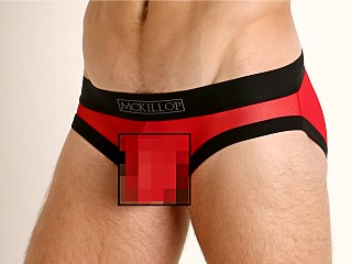 Model in red McKillop Bulge Envy Seduce Mesh Brief