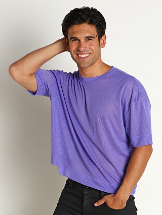 Model in pruitt purple C-IN2 Scrimmage Oversized Cropped T-Shirt