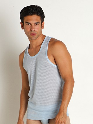 Model in berg blue C-IN2 Scrimmage Relaxed Tank Top