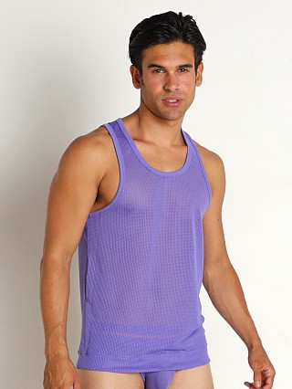 Model in pruitt purple C-IN2 Scrimmage Relaxed Tank Top