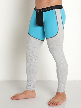 Model in aqua Gregg Homme Room-Max Gym Leggings