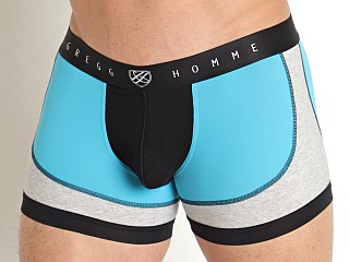 Model in aqua Gregg Homme Room-Max Gym Trunk