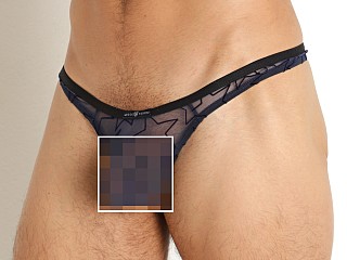 Model in navy Gregg Homme Starr Mesh Thong