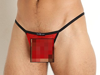 Model in red Gregg Homme Starr Mesh G-String