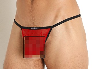 Model in red Gregg Homme Starr Mesh C-Ring Pouch