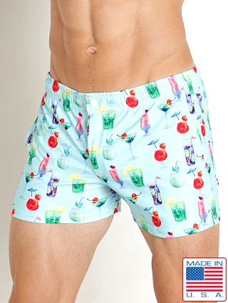 Model in cocktails LASC Malibu Swim Shorts