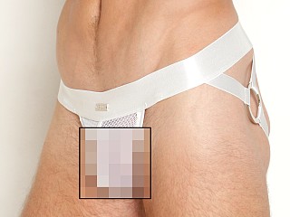 Model in white STUD Klimt Jock/Thong