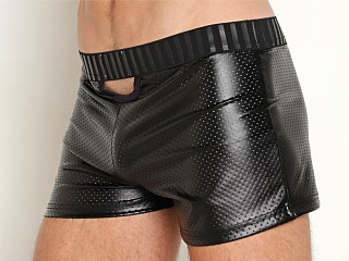 Model in black STUD Freud Shorts