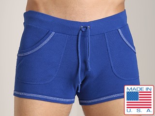 Model in cadet blue Go Softwear 100% Cotton Sport Short