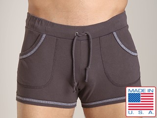 Model in charcoal Go Softwear 100% Cotton Sport Short