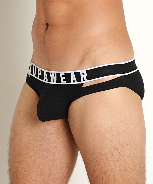 Supawear Ribbed Slashed Brief Black