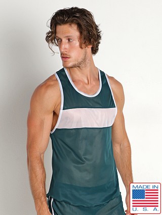 Model in forest American Jock Decathlon Competition Tank Top