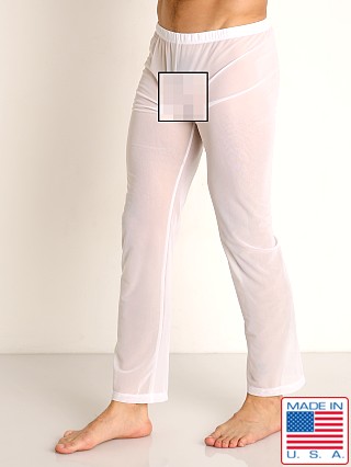 Model in white Rick Majors Sheer Mesh Lounge Pant