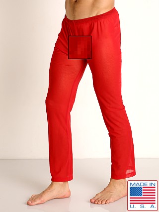 Model in red Rick Majors Sheer Mesh Lounge Pant