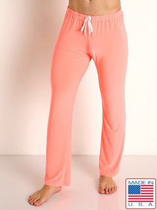 Model in coral Rick Majors Glossy Flow Lounge Pant