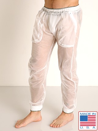 Model in white/grey Rick Majors Sheer Ice Nylon Lounge Pant