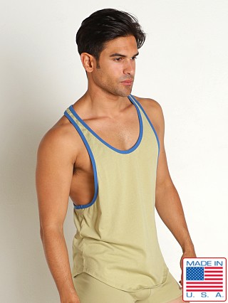 Model in sage leaf Go Softwear Zion OverDye Athletic Tank Top