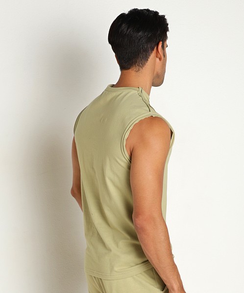 Go Softwear Zion OverDye Raw Edge Muscle Shirt Sage Leaf