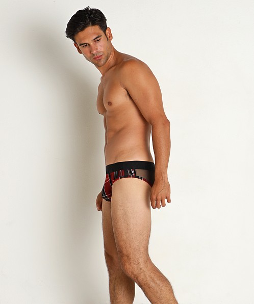 Timoteo Cabin Fever Plaid/Mesh Brief Black/Red