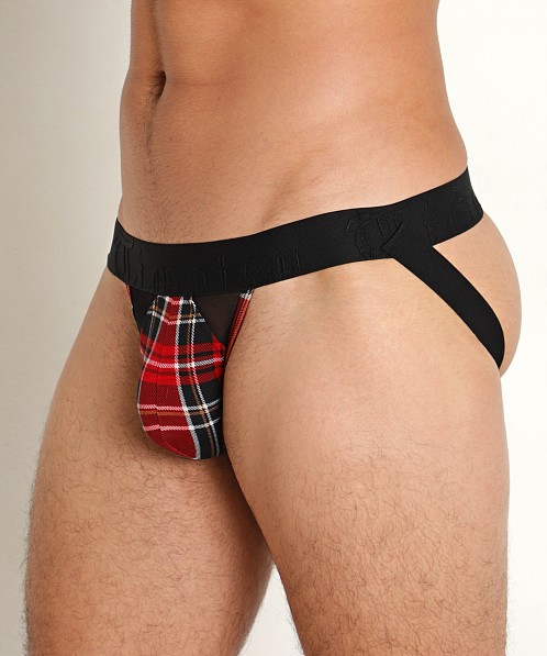 Timoteo Cabin Fever Plaid/Mesh Jockstrap Black/Red