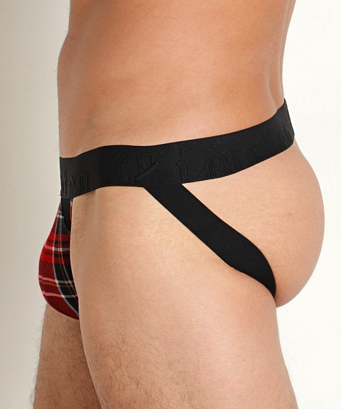 Timoteo Cabin Fever Plaid/Mesh Jockstrap Black/Red