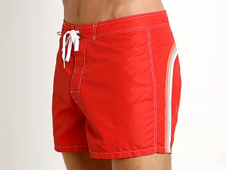 Model in fire red #2 Sundek 14" Classic Low-Rise Boardshort