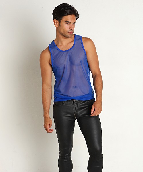 Timoteo Cabin Fever Mesh Tank Top Blue