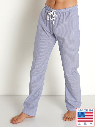 Model in royal Rick Majors Sahara Cotton Pinstripe Pants