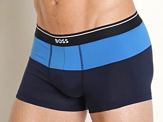 Model in bright blue Hugo Boss Cotton Stretch Trunk Colorblock