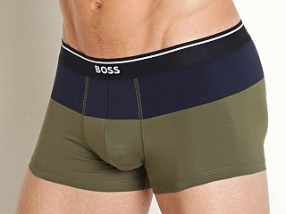 Model in open green Hugo Boss Cotton Stretch Trunk Colorblock