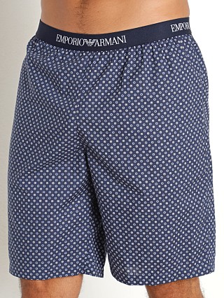 Model in marine circles Emporio Armani Woven Bermuda Shorts