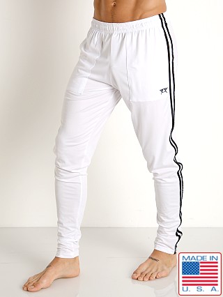 Model in white/black LASC Performance Gymnast Pant White