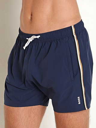 Model in navy Hugo Boss Iconic Swim Shorts