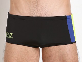 Model in black Emporio Armani Color Block Swim Trunk