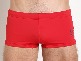 Model in red Emporio Armani EA7 Eagle Swim Trunk