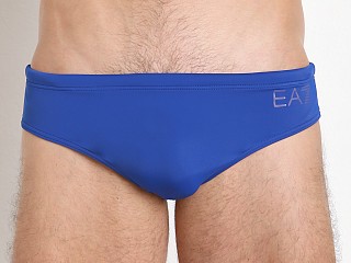 Model in blue ink Emporio Armani Luxury Swim Brief