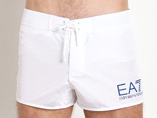 Model in white Emporio Armani Classic Swim Shorts