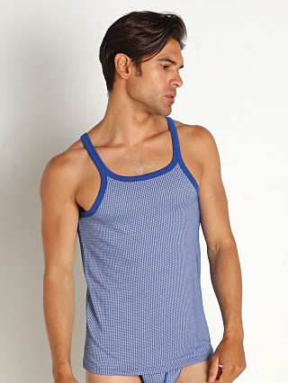 Model in blue Modus Vivendi Country Tank Top