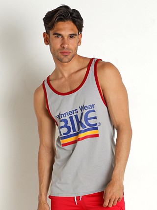 Model in grey/red Bike Athletic Logo Ringer Tank Top