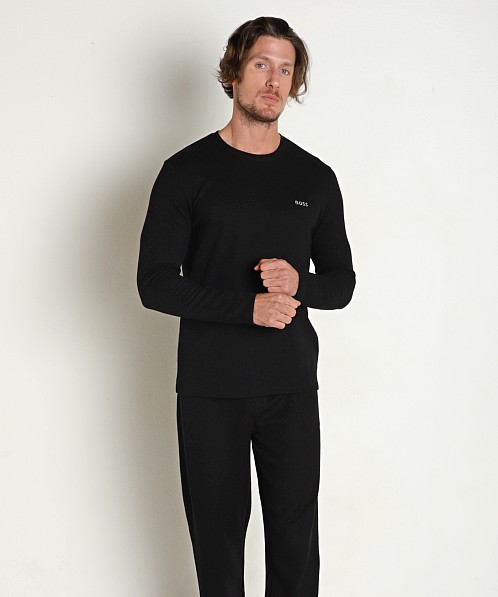 Hugo Boss Waffle Long Sleeve Shirt Black