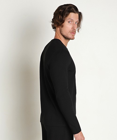 Hugo Boss Waffle Long Sleeve Shirt Black