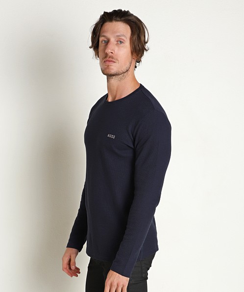 Hugo Boss Waffle Long Sleeve Shirt Dark Blue