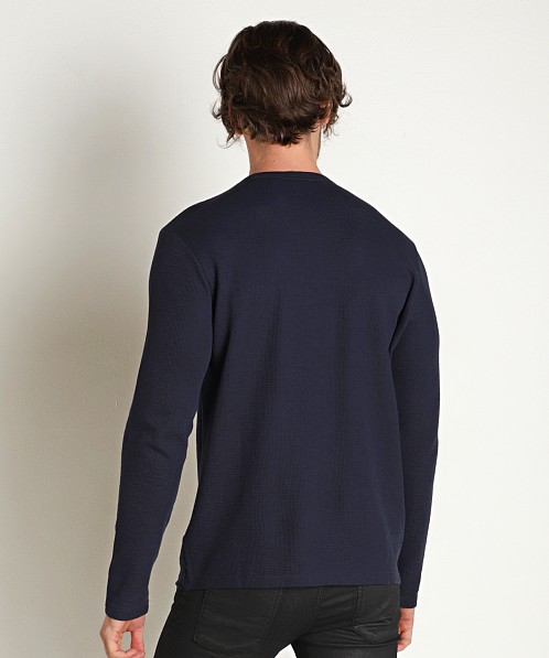 Hugo Boss Waffle Long Sleeve Shirt Dark Blue