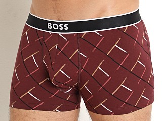 Model in burgundy Hugo Boss Trunk 24 Print