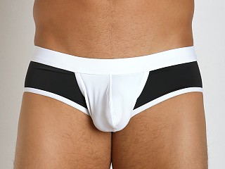 Model in black/white Tulio Slinky Cod Pouch C-Enhancer Brief