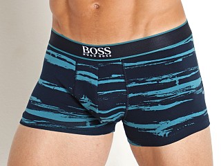 Model in teal Hugo Boss 24 Print Trunk