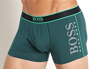 Model in teal Hugo Boss 24 Logo Trunk