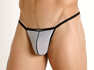 Model in silver Gregg Homme Torridz C-Ring Pouch